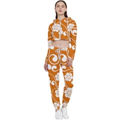 Orange Floral Walls  Cropped Zip Up Lounge Set by ConteMonfrey