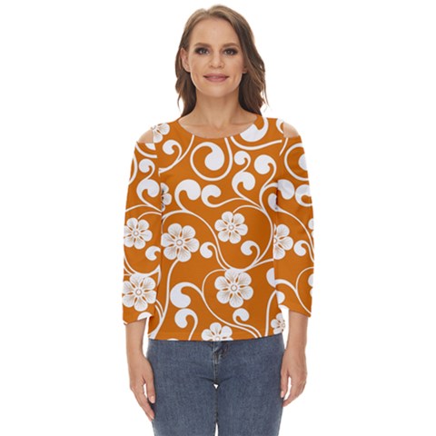 Orange Floral Walls  Cut Out Wide Sleeve Top by ConteMonfrey