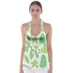 Watercolor Banana Leaves  Babydoll Tankini Top by ConteMonfrey