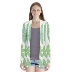 Watercolor Banana Leaves  Drape Collar Cardigan by ConteMonfrey