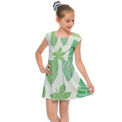 Watercolor Banana Leaves  Kids  Cap Sleeve Dress by ConteMonfrey