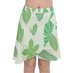 Watercolor Banana Leaves  Chiffon Wrap Front Skirt by ConteMonfrey