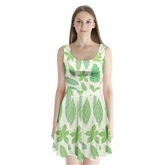 Watercolor Banana Leaves  Split Back Mini Dress  by ConteMonfrey