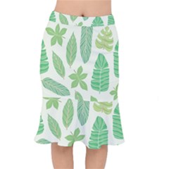 Watercolor Banana Leaves  Short Mermaid Skirt by ConteMonfrey