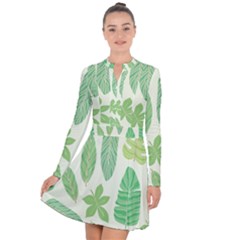 Watercolor Banana Leaves  Long Sleeve Panel Dress by ConteMonfrey