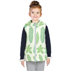 Watercolor Banana Leaves  Kids  Hooded Puffer Vest by ConteMonfrey