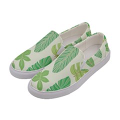 Watercolor Banana Leaves  Women s Canvas Slip Ons by ConteMonfrey