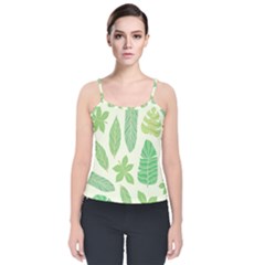 Watercolor Banana Leaves  Velvet Spaghetti Strap Top by ConteMonfrey