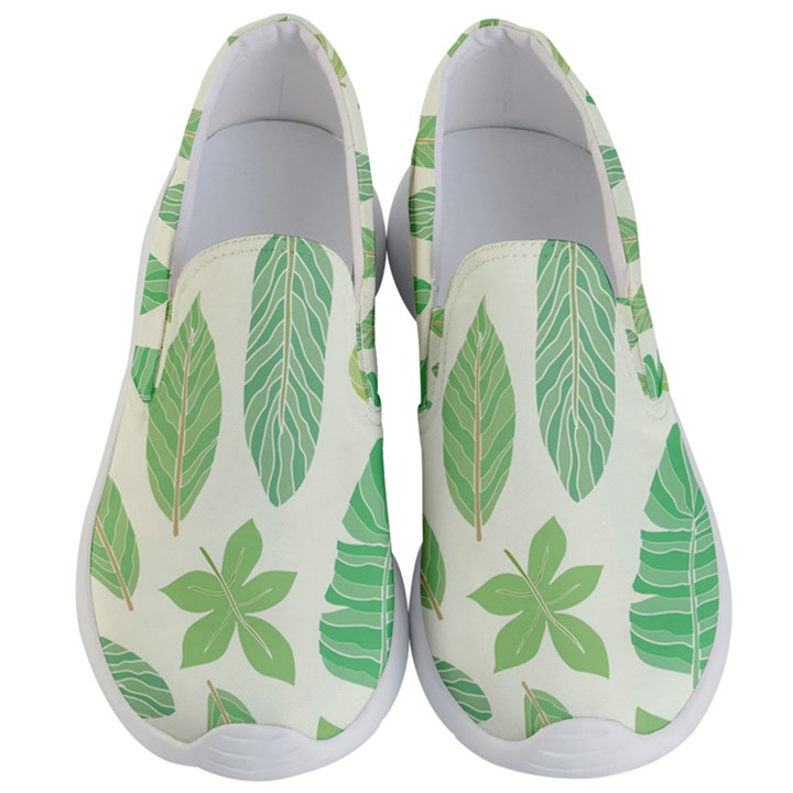 Watercolor Banana Leaves  Men s Lightweight Slip Ons