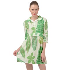 Watercolor Banana Leaves  Mini Skater Shirt Dress by ConteMonfrey