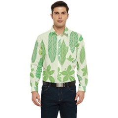 Watercolor Banana Leaves  Men s Long Sleeve Pocket Shirt  by ConteMonfrey