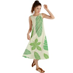 Watercolor Banana Leaves  Summer Maxi Dress by ConteMonfrey