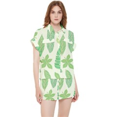 Watercolor Banana Leaves  Chiffon Lounge Set by ConteMonfrey