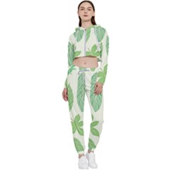 Watercolor Banana Leaves  Cropped Zip Up Lounge Set by ConteMonfrey