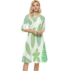 Watercolor Banana Leaves  Classy Knee Length Dress by ConteMonfrey