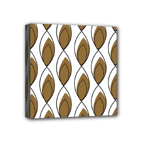 Brown Minimalist Leaves  Mini Canvas 4  X 4  (stretched) by ConteMonfrey