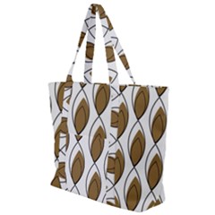 Brown Minimalist Leaves  Zip Up Canvas Bag by ConteMonfrey