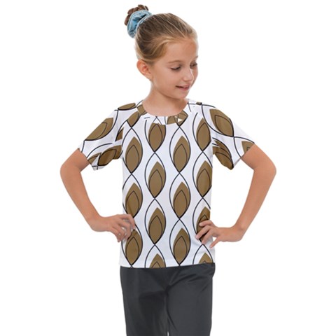 Brown Minimalist Leaves  Kids  Mesh Piece Tee by ConteMonfrey