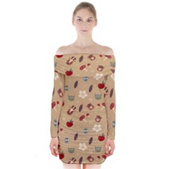 Cute Forest Friends Long Sleeve Off Shoulder Dress by ConteMonfrey