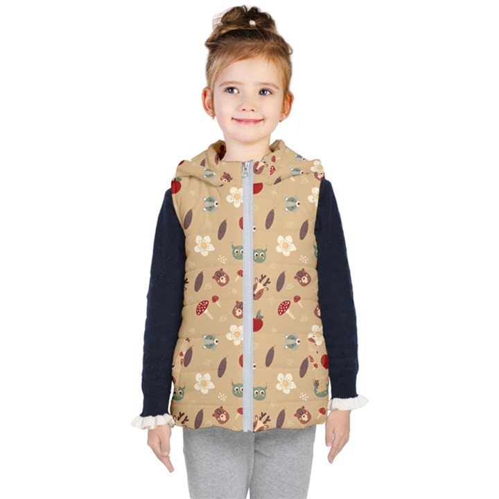 Cute Forest Friends Kids  Hooded Puffer Vest