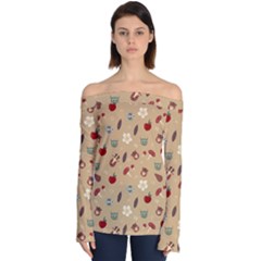 Cute Forest Friends Off Shoulder Long Sleeve Top by ConteMonfrey