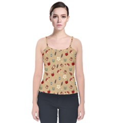 Cute Forest Friends Velvet Spaghetti Strap Top by ConteMonfrey