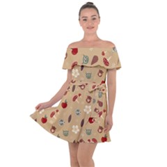 Cute Forest Friends Off Shoulder Velour Dress by ConteMonfrey