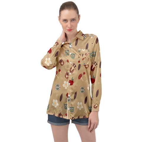 Cute Forest Friends Long Sleeve Satin Shirt by ConteMonfrey