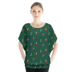 Christmas Background Batwing Chiffon Blouse