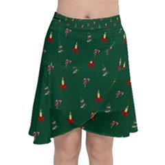 Christmas Background Chiffon Wrap Front Skirt