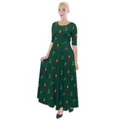 Christmas Background Half Sleeves Maxi Dress