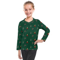 Christmas Background Kids  Long Mesh Tee