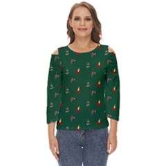 Christmas Background Cut Out Wide Sleeve Top