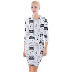 Pattern Retro Italy Cars Classic Quarter Sleeve Hood Bodycon Dress by danenraven