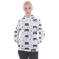 Pattern Retro Italy Cars Classic Women s Hooded Pullover by danenraven