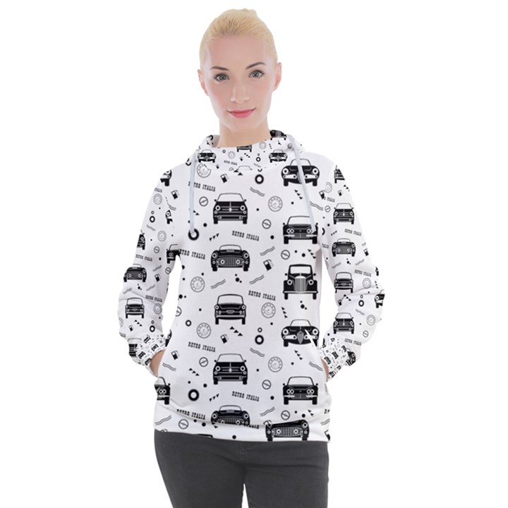 Pattern Retro Italy Cars Classic Women s Hooded Pullover