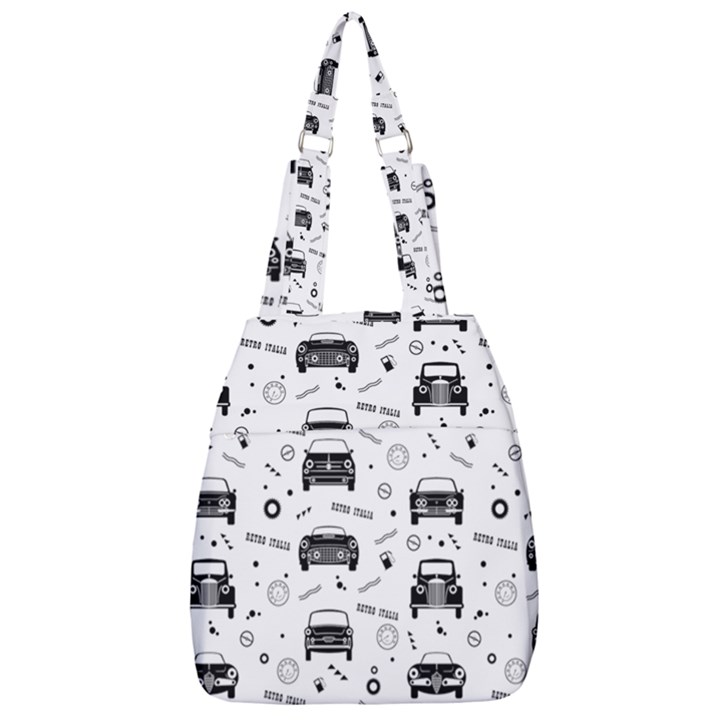 Pattern Retro Italy Cars Classic Center Zip Backpack