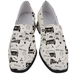 Pattern Retro Italy Cars Classic Women s Chunky Heel Loafers by danenraven