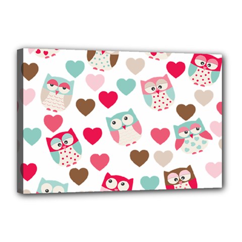 Lovely Owls Canvas 18  X 12  (stretched) by ConteMonfrey