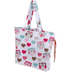 Lovely Owls Drawstring Tote Bag by ConteMonfrey