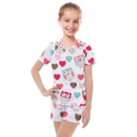 Lovely Owls Kids  Mesh Tee And Shorts Set by ConteMonfrey