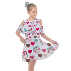 Lovely Owls Kids  Shoulder Cutout Chiffon Dress by ConteMonfrey