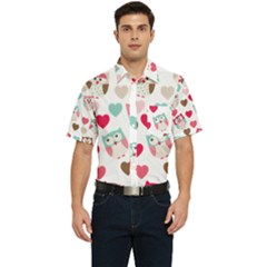 Lovely Owls Men s Short Sleeve Pocket Shirt  by ConteMonfrey