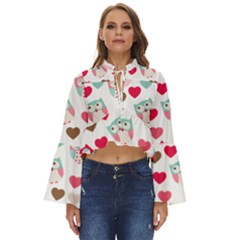 Lovely Owls Boho Long Bell Sleeve Top by ConteMonfrey