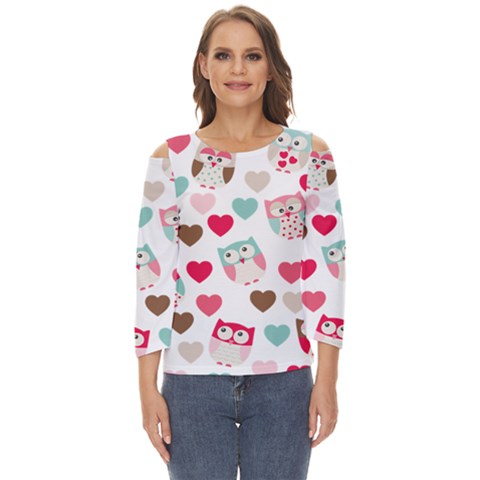 Lovely Owls Cut Out Wide Sleeve Top by ConteMonfrey