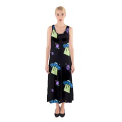 Illustration Cosmos Cosmo Rocket Spaceship -ufo Sleeveless Maxi Dress by danenraven