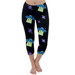 Illustration Cosmos Cosmo Rocket Spaceship -ufo Capri Winter Leggings  by danenraven