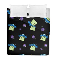 Illustration Cosmos Cosmo Rocket Spaceship -ufo Duvet Cover Double Side (full/ Double Size) by danenraven