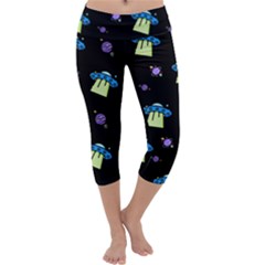 Illustration Cosmos Cosmo Rocket Spaceship -ufo Capri Yoga Leggings by danenraven