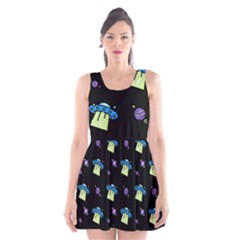 Illustration Cosmos Cosmo Rocket Spaceship -ufo Scoop Neck Skater Dress by danenraven